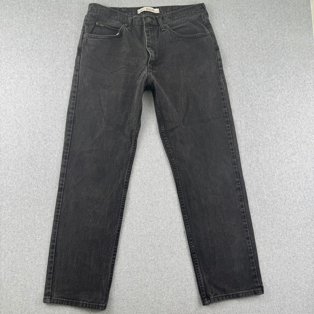 Lee Jeans Mens 36x32 Black Regular Fit Straight Leg Denim Pants 100% Cotton